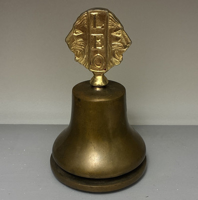 Lions Club Brass Bell with LEO Finial Decorative Collectible