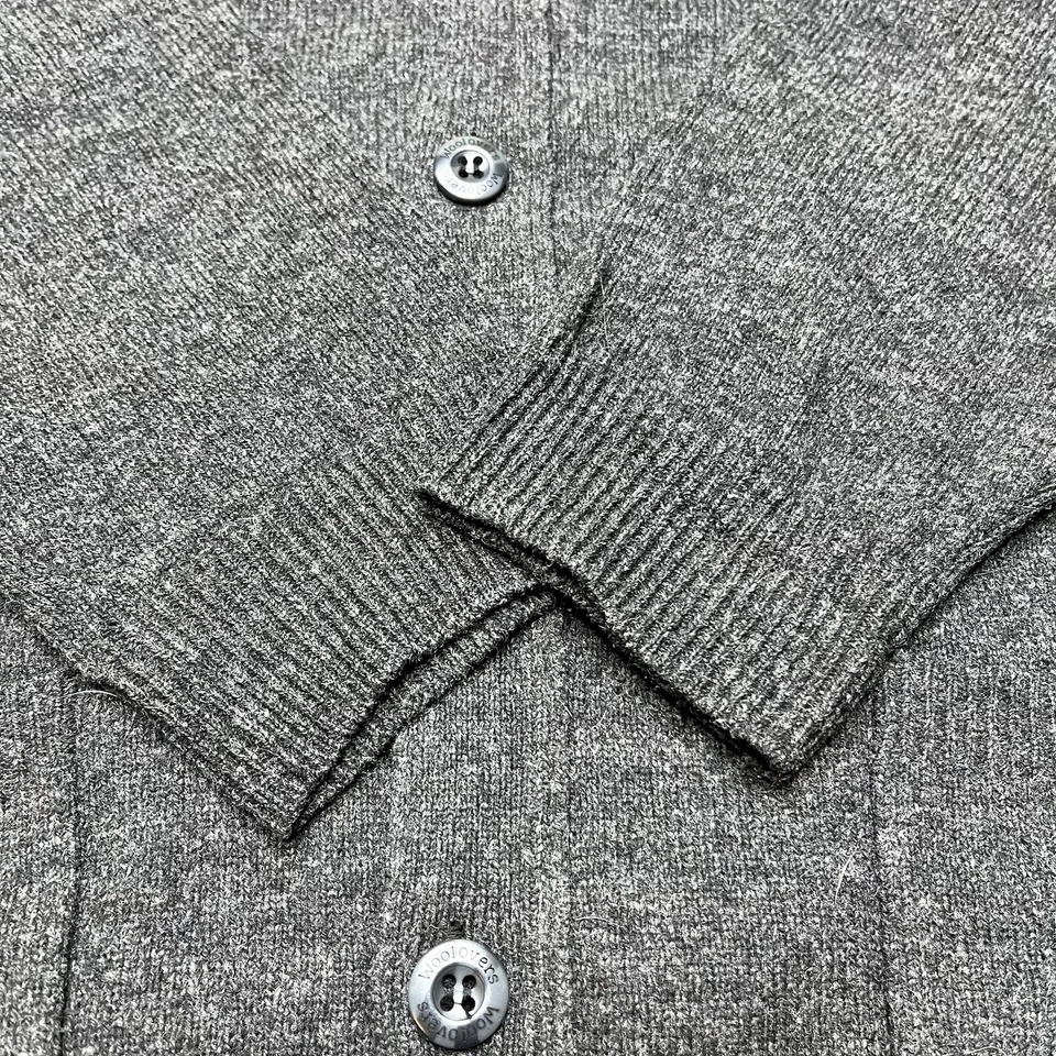 Suéter Cárdigan Woolovers 100% Lana de Cordero Gris Jaspeado Para Hombre Talla Grande Bolsillos Foto 2 de 4