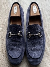 GUCCI GG Horsebit Suede Loafers Blue 9 / 9.5 US $1050 Jordaan 1953 Moccasins