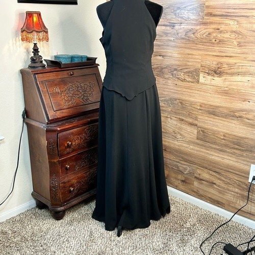 Karen Millen Black Embellished Halter Maxi Gown