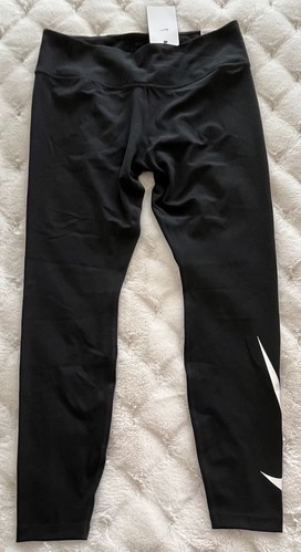 Womens Nike Dri-FIT Women's Sz L Large Mid-Rise 7/8 Black Leggings DN4554-010