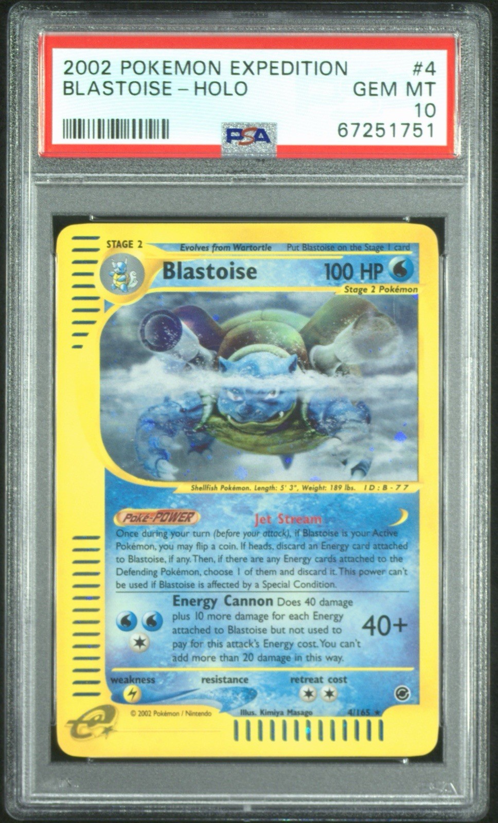 PSA 10 GEM MINT Blastoise 4/165 HOLO RARE Expedition Base Set Pokemon Card