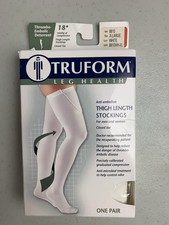 Truform 8810 18 mmHg Thigh High Compression Stockings Closed Toe White XL New