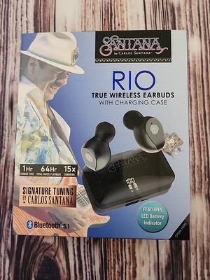 Carlos Santana RIO Wireless Earbuds Charging Case Headphones Digital Display NEW