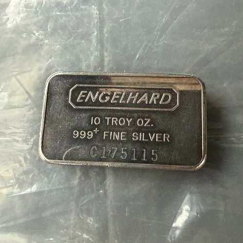 Engelhard 10 TROY oz .999+ FINE SILVER  Pressed Bar C175115