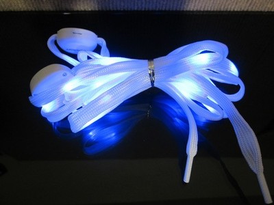 47'' Light Up Shoelaces LED Blue Laces 3 Modes Party Flashing Nylon Shoelace