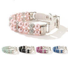 Pearl Rhinestone Pet Collar Elegant Dog Cat Necklace Luxury Collar For XS-L Pets