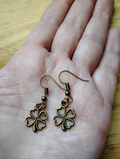 Bronze 4 Leaf Clover Shamrock Earrings Irish Celtic St Patricks day FREE SHIP