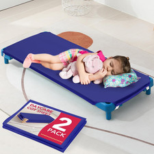 2 Pcs Daycare Cot Sheets, 23" X 51", Blue Toddler Cot Sheets Daycare with Corner