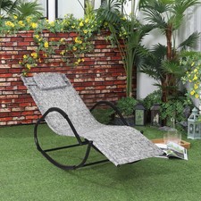 Rocking Lounger Zero Gravity Rocker Outdoor Patio Garden Recliner Grey