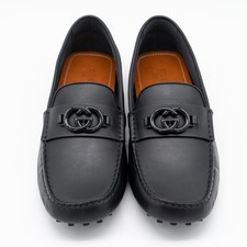 size 12.5G 13 US Gucci GG Leather Moccasin Driver Black Loafers Leather Cut Out Gucci Moccasin Black Casual Shoes for Men for sale | eBay main image 4