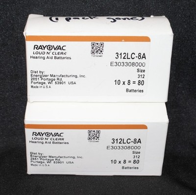 RayOVac Loud N' Clear Size 312 (172 batteries!) 312LC-8A BEST BY 10/2026