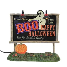 Village Halloween Accessories Ghost Billboard Lit Figurine, 4.625 Inch, Multi...