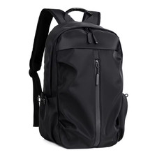 Black Solid Backpack Zip Closure Adjustable S...