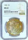 New Listing1902 Better Date NGC MS 63 Morgan Dollar Rainbow Color Toned Obverse