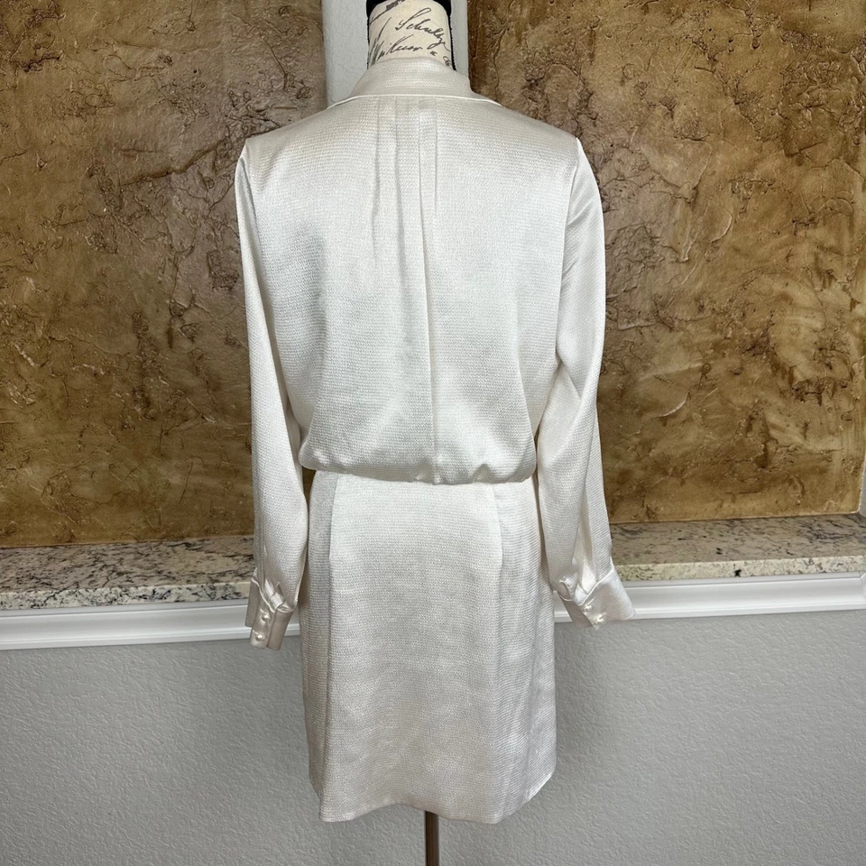 ML Monique Lhuillier платье с длинным рукавом мини искусственного надежном текстурированный слоновой кости размер 12 - Изображение 4 из 4