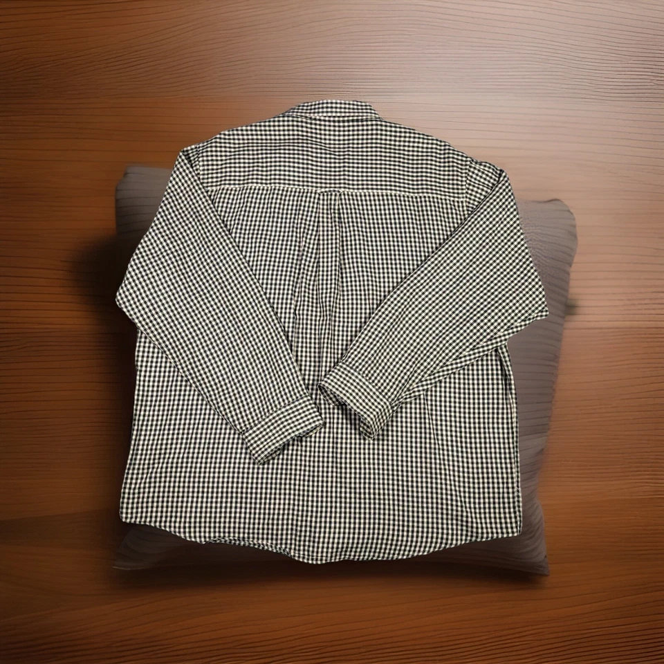 Camisa Cabeza de Pato Para Hombre XL Negra Cuadros Manga Larga Abotonada Algodón Pesado Preppy Foto 2 de 4