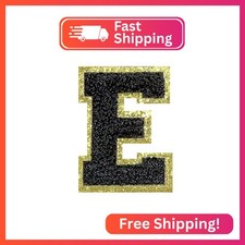 4Pcs Black Chenille Letter, 2.2" Iron on Letters Patches, Chenille Letter Patche