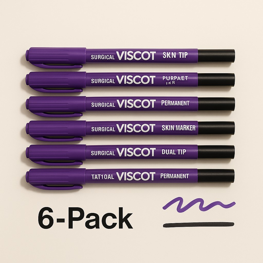 6 Dual Tip Viscot Tattoo Skin Marker Medical Surgical Scribe Pen
