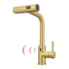 with Pull Down Sprayer, 15 Hight Single Hole Gold Touchless Kitchen Faucet