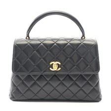 Chanel Lambskin Matelasse Top Handle Handbag Women Black One Size