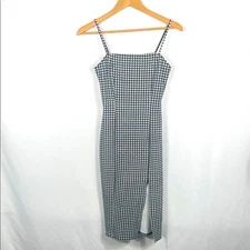 DIVIDED H & M Chic Gingham Spaghetti Strap Dress Women's Small Black White