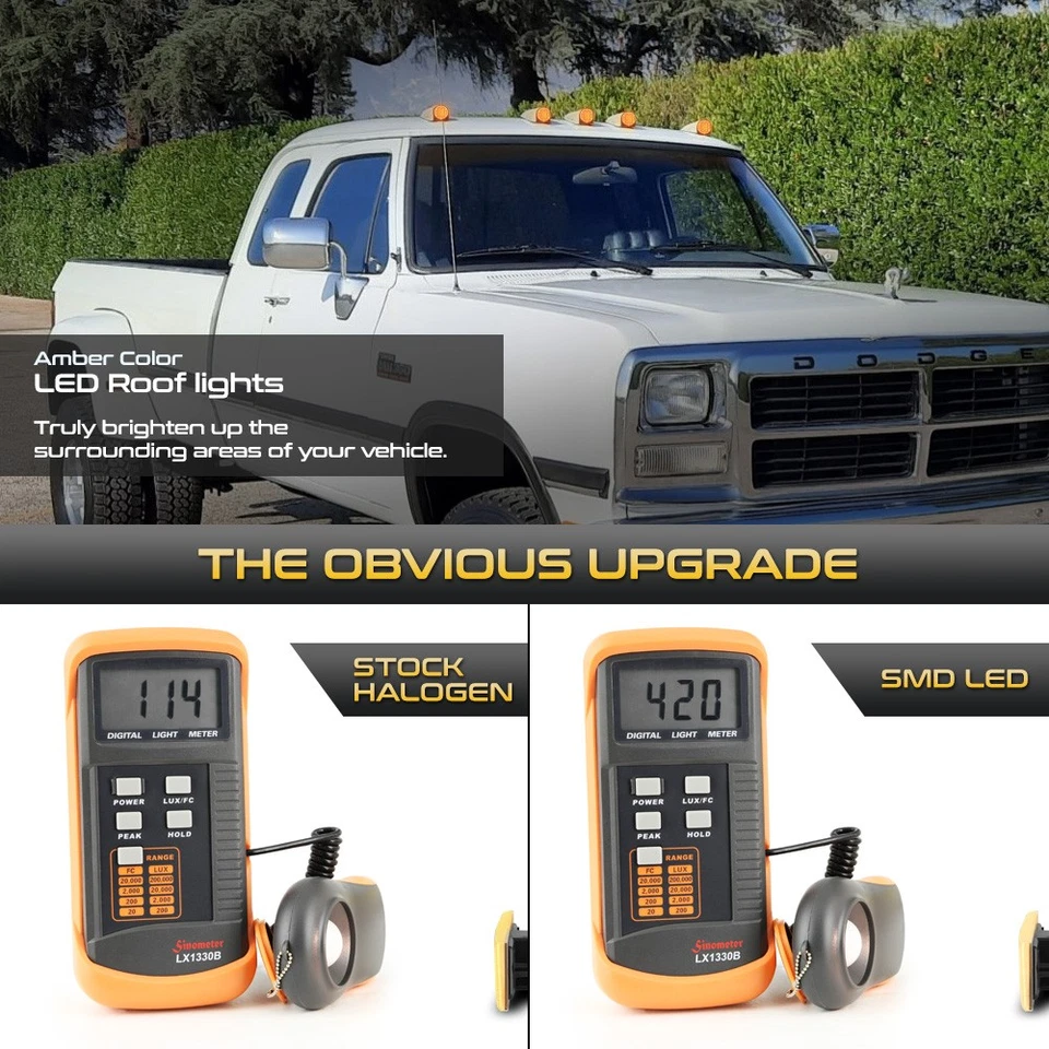 5x Full LED Roof Cab Clearance Lights For 84-93 D150 D250 D350 W150 W250 W350 Foto 3 de 4
