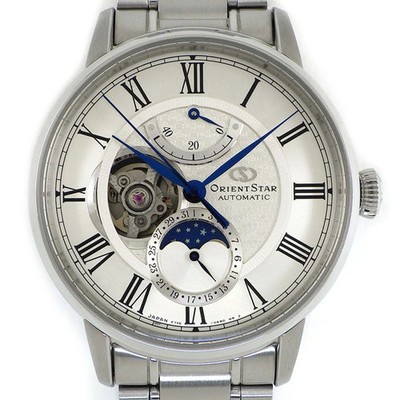 Used ORIENT STAR mechanical moon phase RK-AM0005S roman index date Men