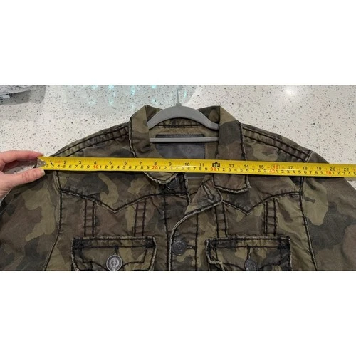 RARE True Religion Jimmy Super T Olive Green Camo Jacket Large image 9
