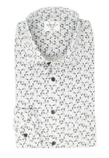Marvelis Men's Business Shirt Modern Fit Kent Collar Long Sleeve Pattern Charcoal/White