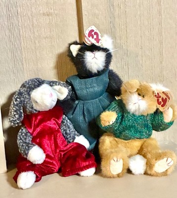 LOT OF 3 Vintage TY ATTIC Collectibles  CAT-LAMB-BEAR /W Plush with Hang Tag