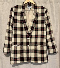 VTG Prophecy Plaid Blazer Women 18 Sag Harbor 80s 90s Preppy Khaki Red Black
