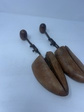 Set Of Vintage Two Way Wooden Shoe Stretcher, Antique Metal Hinge Size 4
