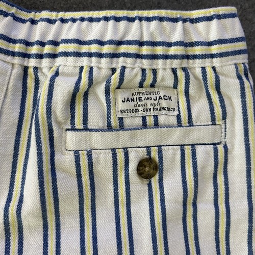 Janie and Jack Boys Shorts 4 White Navy Yellow Striped Cotton Preppy Easter Logo - Picture 2 of 12