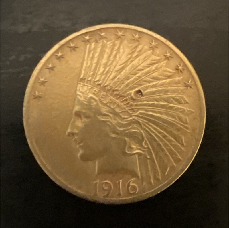 1916 Indian Head $2.50 Quarter Eagle Gold Coin 0.900 Fine Business Strike P
