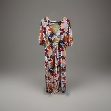 SALE Beautiful Eloquii FauxWrap Maxi Dress Floral Print Multi Color Size 16 NICE