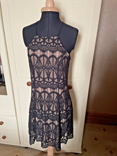 LOVE FIRE LBD Ladies Short Dress Size M Black Lace Cotton Blend Sleeveless Lined