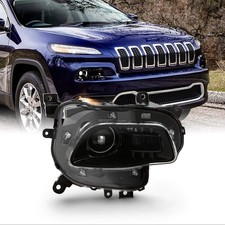 Fits 2014-2018 JEEP Cherokee Halogen Type Projector Black Headlight Headlamp P