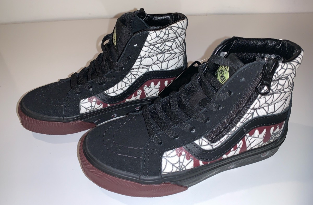 Vans SK8-Hi Reissue Zip - Glow In The Dark Spider Web Kids Sz 11.5 
