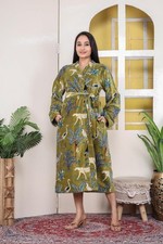 Jungle Print Velvet Kimono, Handmade Long Kimono, Gift For Her Kimono Green