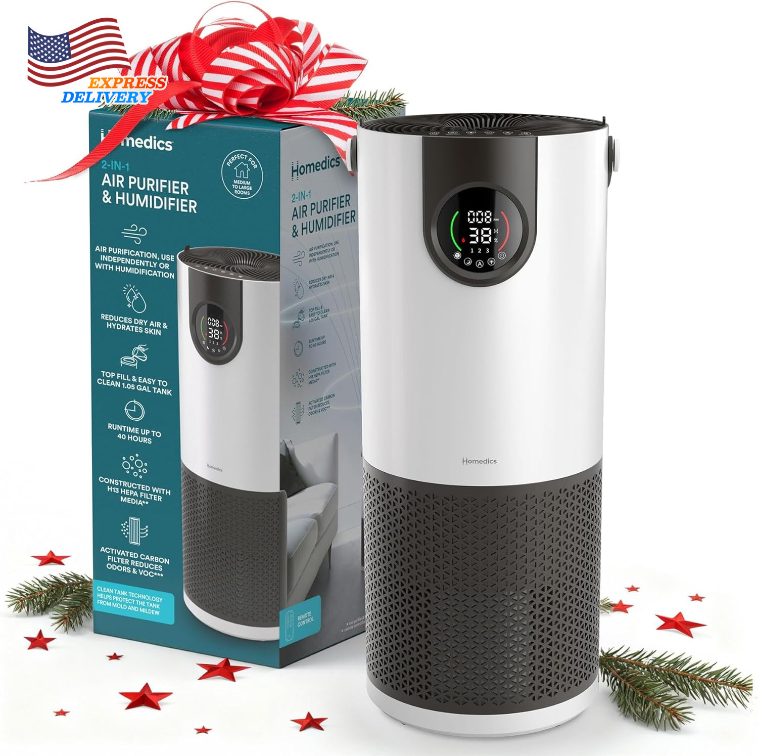 & Air Purifier Digital Air Quality Sensor Auto Mode