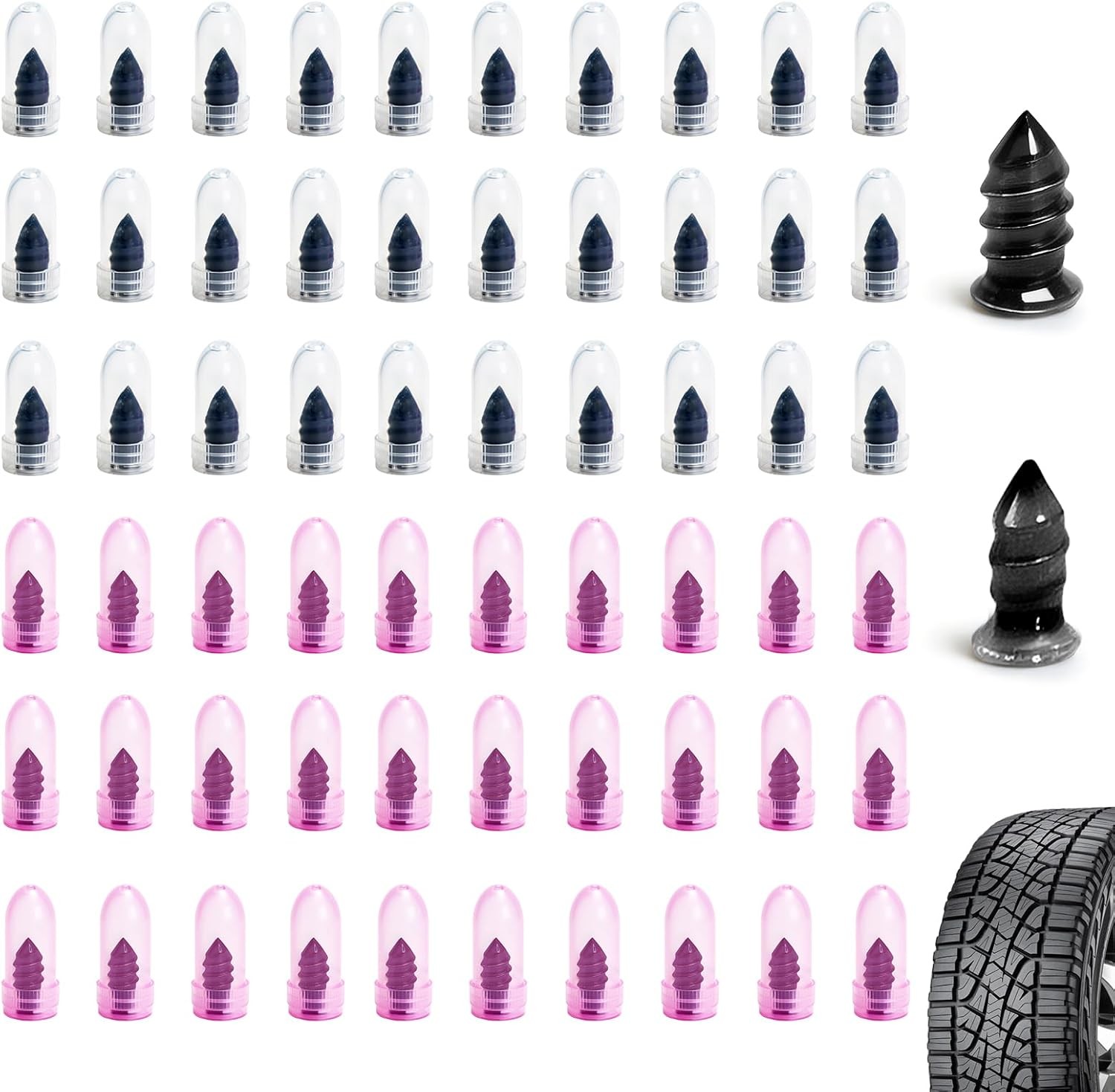 60 PCS Tire Plugs Screw Type  Tubeless Tire Repair Rubber Nail Kit  Quickfix Tir