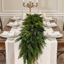 2PCS 6FT Artificial Christmas Garland, Cedar Garland -Real Touch Greenery Cyp...