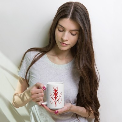 Love Mug 15 oz Mirrored Abstract Art Cursive Typography Coffee Tea
