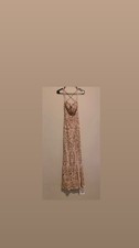Windsor Gold Sequin Maxi Dress XS Formal Side Slit Sweetheart Sleeveless