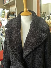 Black Collared Astrakhan Teddy Coat oversized 6 8 New Look Excellent Faux Fur