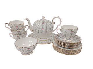 Vintage Royal Grafton "Chantilly" Bone China Tea Set 19 Pieces Saucer Side Plate