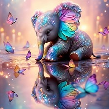 5D Elephant Diamond Art Kits for Adults Beginners, Full Drill Round Diamond Pai