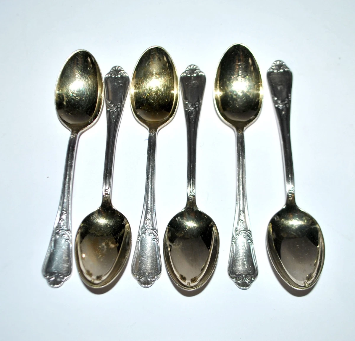 DEETJEN Lot 6 cuillères à café moka métal argenté Louis XV Rocaille n°25