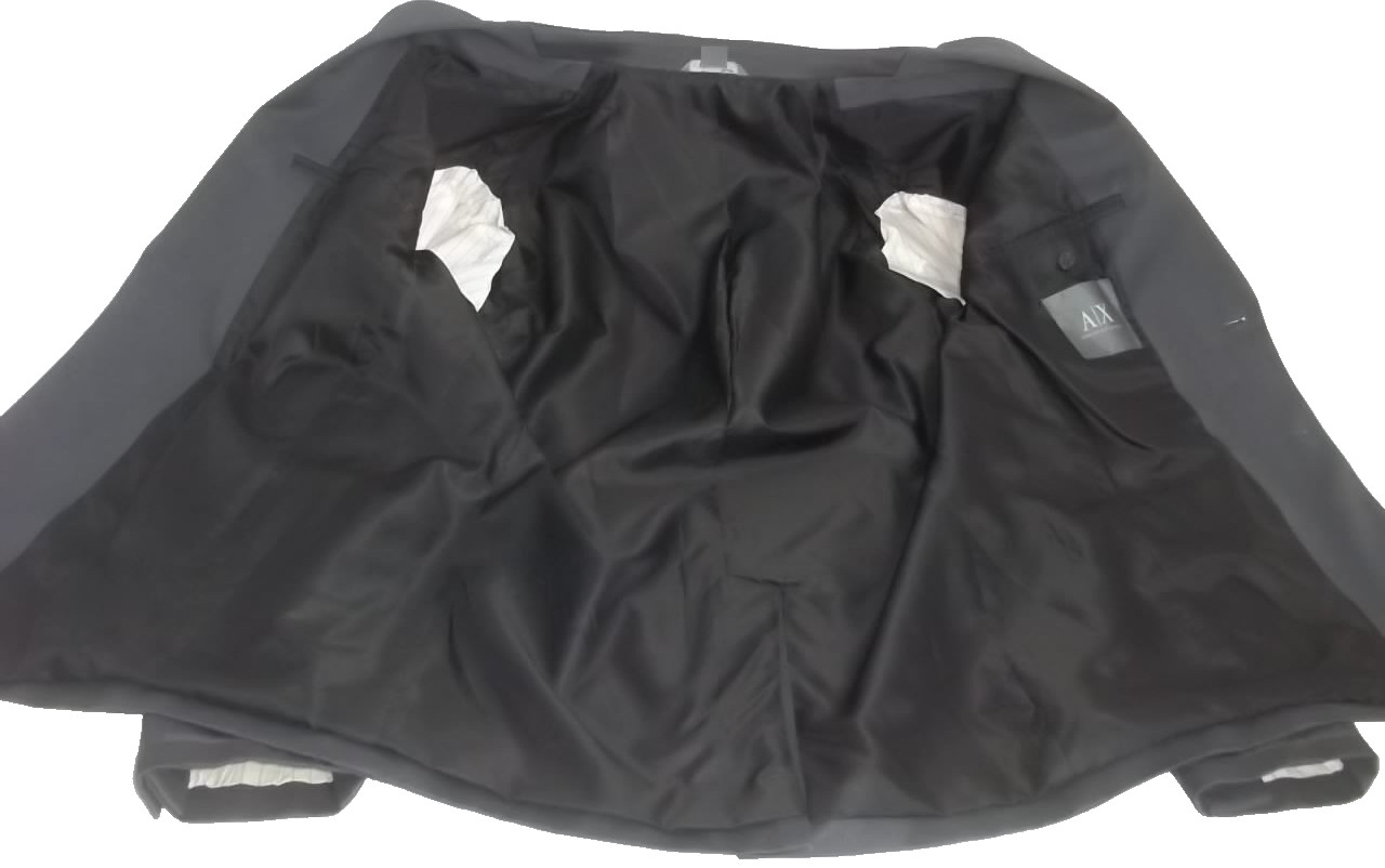 ]] Armani Exchange Solid Gray 2Button Cotton Mode… - image 7